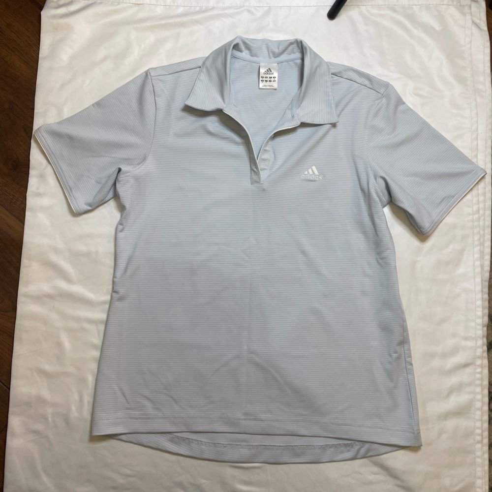 Adidas size 12 light blue golf polo shirt